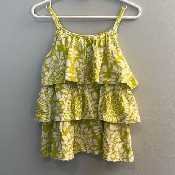 Carters Girl's Green White Floral Tiered Cotton Tank Top Size 5 - Picture 1 of 6